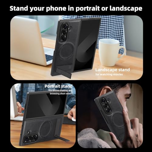 Image of Lunivop for Samsung Galaxy Z Fold 7 Case PU Leather Black