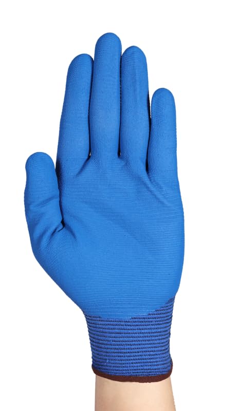 Ansell HyFlex 11-814 Gants de Travail Professionels Résistant à l’Abrasion, Protection Multi-Usage, Mécanique, Manutention, Montage, Gant Lavable, Bleu, Taille M (12 Paires)