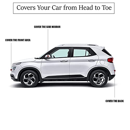 Image of Allextreme Car Body Cover for Hyundai Xcent All Models & Years 100% Waterproof Triple Stitched with Mirror Pockets Full Bottom Elastic Dustproof Heat & UV Resistant Full Body Protection (Silver)
