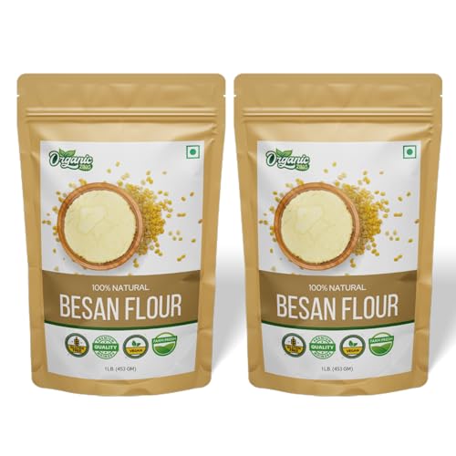 Image of Organic Zing Besan Flour also known as Chickpea Flour, Bengal Gram Flour or Garbanzo Bean Flour | Vegan | Preservative Free - Resealable Pack - 453g (Pack of 2)