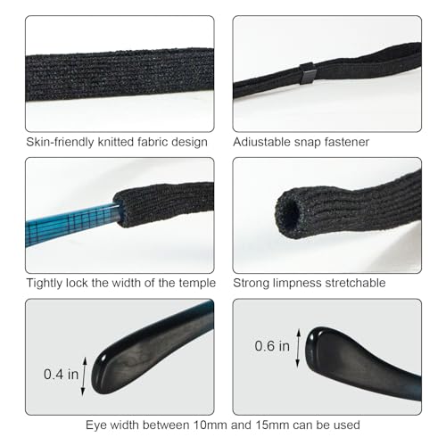Image of Eyeglasses Holder Straps, Adjustable Neck Lanyard Cord, Sports Sunglasses String Keeper, 2-Pack, Black