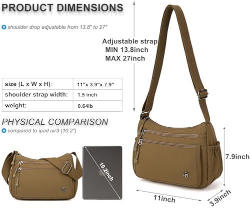 Image of Pealwel Casual Crossbody Bag with Anti Theft Pocket - Women Lightweight Water-Resistant Purse Bag