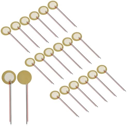 Piutouyar 20 Pack 20mm Piezo Discs with Leads, Acoustic Transducer Microphone Piezo Pickup, Drum Trigger Piezo Elements for Microphone Trigger Guitar