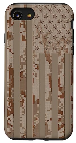 Iphone Se (2020) / 7 / 8 Epic Military Camouflage American Flag Desert Digital Camo Case #TOP17