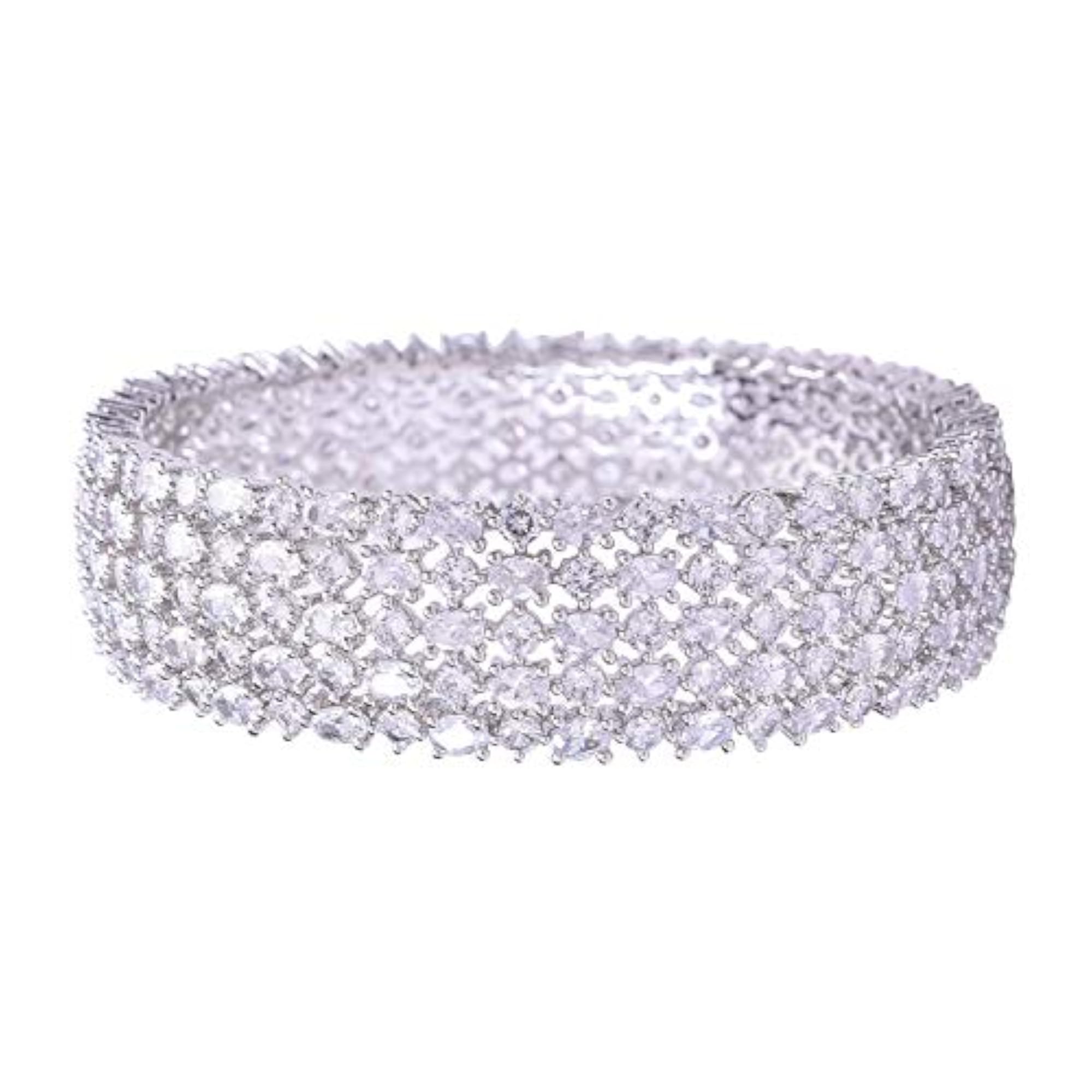 Women's Silver Plated Traditional Kada Bangle with American Diamond