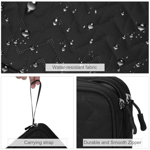 Image of FYY Electronic Organizer, Extra Large Travel Cable Organizer Bag Pouch Portable Waterproof Double Layers All-in-One Storage Bag for iPad, Cable, Power Bank, Laptop Charger for Office, Black-Pattern