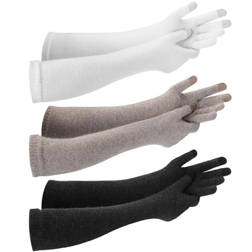Cutecrop 3 Pairs Women Cashmere Long Knit Gloves...