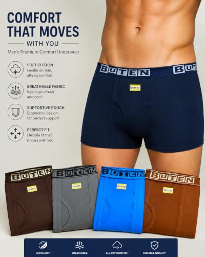 Image of BUTEN Pack of 5 Slim Fit Pure Cotton Mini Trunks स्लिम फिट ट्रंक जंगिया