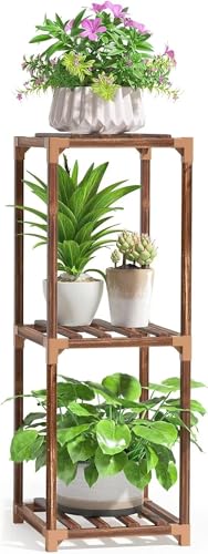 KLUFO Jardinera de Madera para Interior, Jardinera Alta de 3 Niveles, Jardinera para Exterior, Jardinera pequeña para Esquina jardín