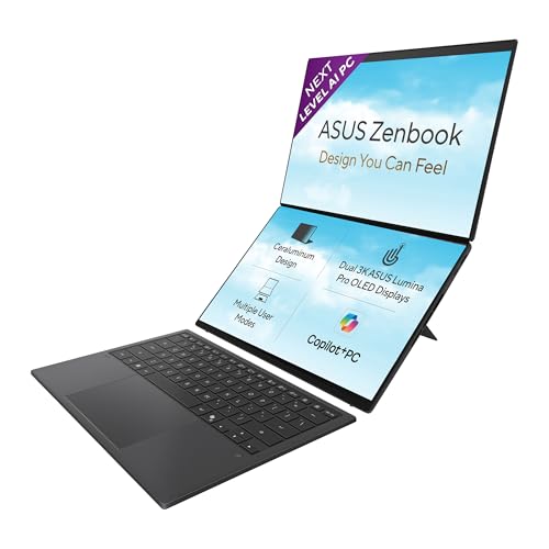 ASUS Zenbook Duo (2026),Intel Core Ultra 7 355,Intel iGPU,32GB RAM,1TB SSD,3K OLED,Touchscreen,14"(35.5 cm),Windows 11,M365 Basic(1Y),Office 2024,Moher Gray,1.65 Kg, UX8407AA-SN183WS,Copilot+ PC