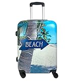 ded Maleta pequeña Equipaje de Mano rígida Cabina avión 4 Ruedas 360º 53x35x20cm - 57x40x22 Estampado Playa (57x40x22cm)