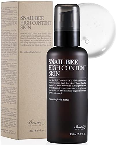 BENTON Snail Bee High Content Skin (Toner) - Snail Secretion Filtrate & Bee Venom - Moisturizing & Soothing Toner for Oily, Acne-Prone Skin - Dermatologically Tested, 5.07 fl. oz.