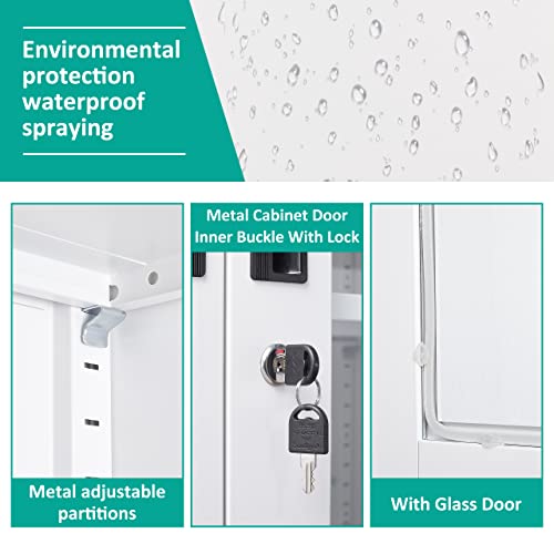 Sisesol Storage Cabinet With Doors And Shelves,Display Cabinet With Glass Doors, Freestanding Kitchen Pantry Cabinet With Glass Doors And Shelves For Home Office, Pantry,Kitchen Bathroom #TOP5