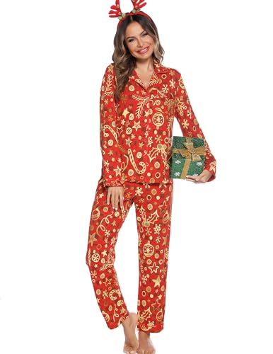 Image of Pjmlifecoco Pajamas Set Long Sleeve Womens Button Down Sleepwear Two Piece Nightwear Soft Pj Lounge Sets S-XXL