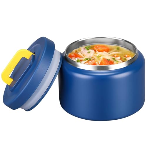 Maison Huis 8Oz Soup Thermo Wide Mouth Vacuum Insulated Food Jar, Leak Proof Stainless Steel For Hot&Cold Kids Lunch Container School Travel (Blue)