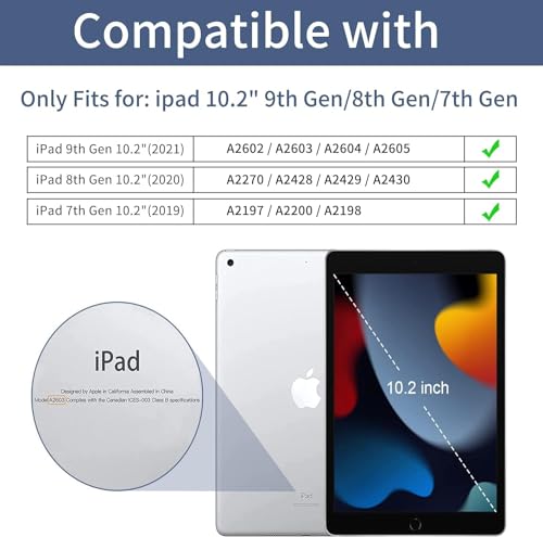 Image of DuraSafe Cases for iPad 7th 8th 9th Gen 2019 /2020 / 2021-10.2 Inch [ iPad 9 8 7 ] MW762HN /A MW742HN /A MYLC2HN /A MYL92HN /A MYLA2HN /A Ultra Slim Smart Auto Sleep /Wake PC Cover - Light Blue