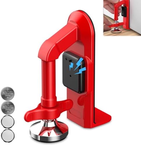 Portable Alarm Door Stopper - 80dB Anti-Theft Security Alarm Door Stoppers for Bottom of Door, Adjustable and Easy to Install for Home, Office, and Travel, Door Security Devices (Red)
