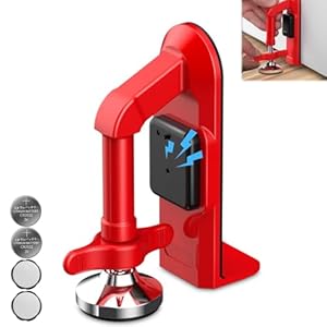 Portable Alarm Door Stopper – 80dB Anti-Theft Security Alarm Door Stoppers for Bottom of Door, Adjustable and Easy to Install for Home, Office, and Travel, Door Security Devices (Red)