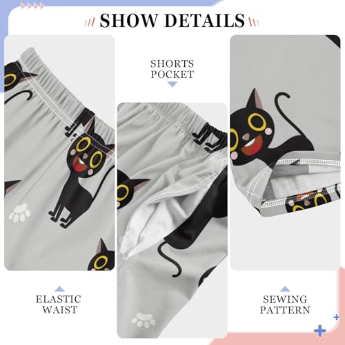 Cute Black Cat Cartoon Boys Pants for Kids Jogger Pants with Pockets S-XL4