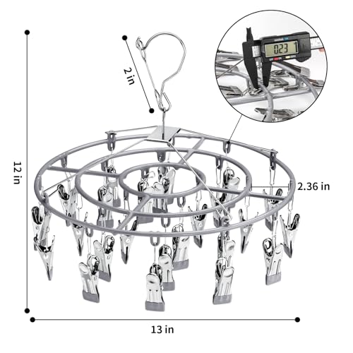 PHYDELU Drying Rack Clothing with 24 Clips，Sock Hanger for Drying，Hanging Clothes Dryer Underwear Hangers Racks Laundry Herb Socks Panty Wet Bra Lingerie Baby Delicates Foldable Small Indoor Metal - Thumbnail 5