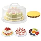 FDKYOEK 10 Inch Cake Carrier with Lid and Handle, Round Cake Transport Container with 10 Inch Cake Boards & Cupcake Serving Tray, Portable Pie Cake Holder with Cover for Wedding Party Picnics Camping