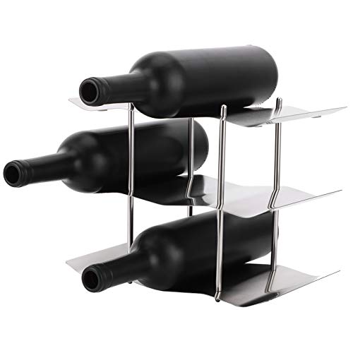 Soporte para botellas de vino 3 niveles acero inoxidable miniatura 6