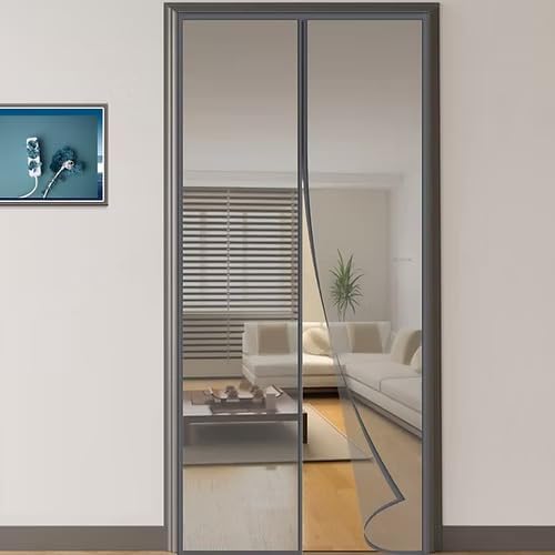 Magnetic Mosquito Net for Door | Premium Fly Screen Curtain with Magnet Closure | Easy Install Insect Protection Mesh for Home, Balcony & Bedroom - 190 cms X 125 cms, Grey