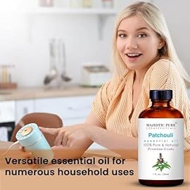 Majestic Pure Essential Oil with Glass Dropper - 100% Pure and Natural - Essential Oils for Diffuser, Aromatherapy, Soap and Candle Making, Patchouli Essential Oil, Patchouli Oil, 1 Fl Oz