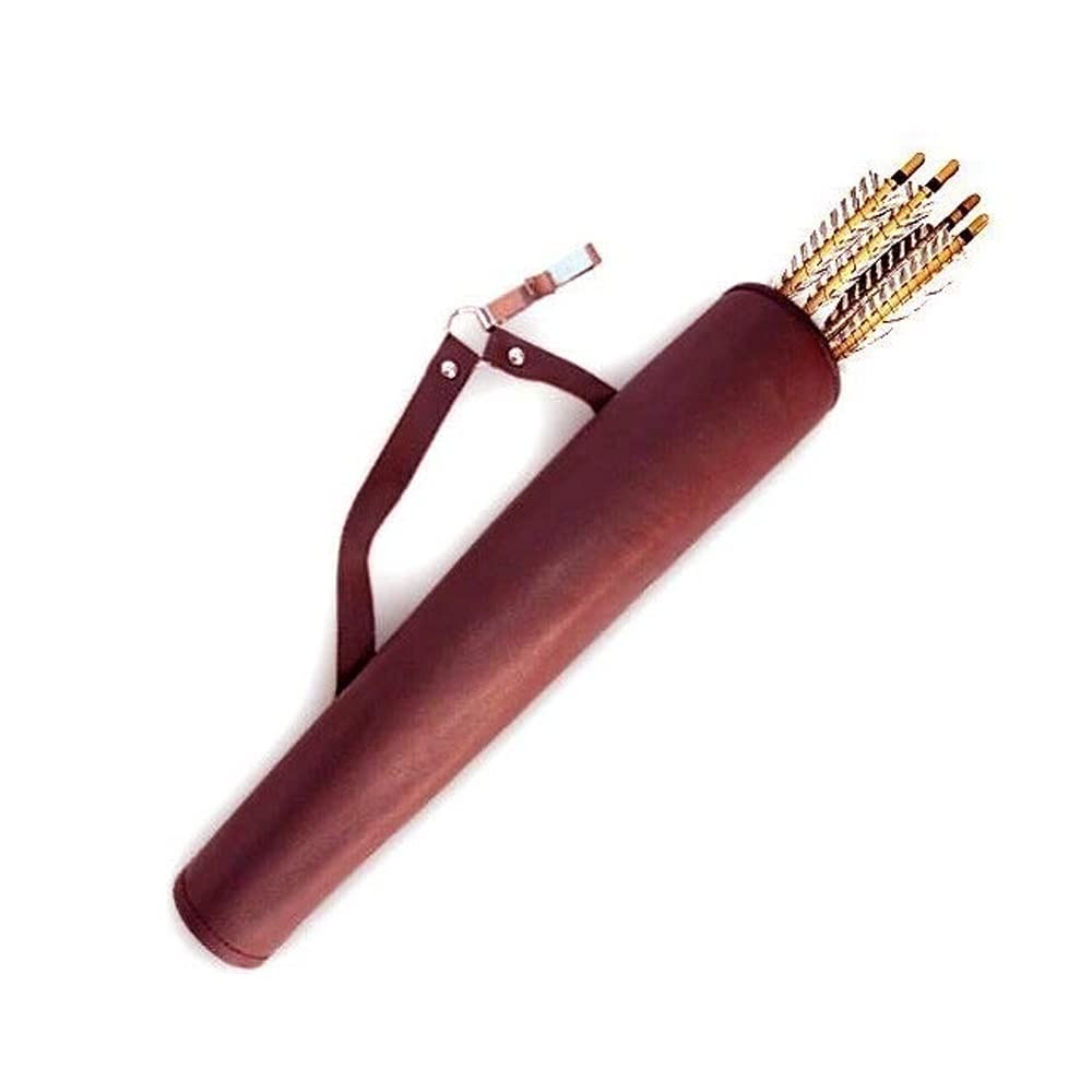 CarolUSA Archery, Hunting Indoor Outdoor Sports, Target Practicing, Full Grain Finished Tanned Leather Waist Belt,Hip Side Arrow Holder, Arrow Quiver, (Brown)
