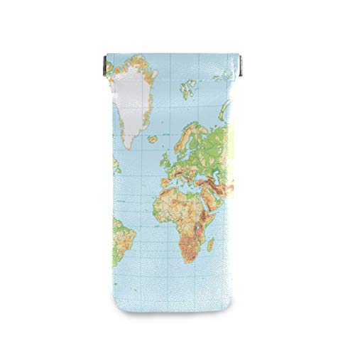 BIGJOKE - Funda para gafas de sol, diseño de mapamundi físico, de microfibra, para mujeres, niños, niñas y hombres ✅