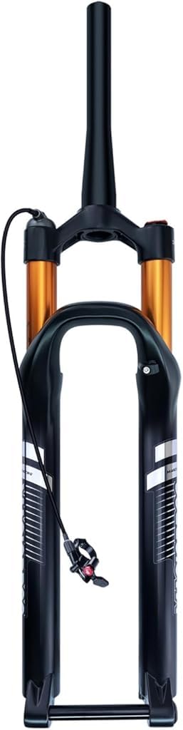 HOMSXPAC Mountain Bike Forks 27.5/29inch Bikes 1-1/8" Straight/tapered Front 120mm Travel Rebound Damping Manual/Remote 15 * 100mm Thru Axle(Tapered-remote,GOLD_2