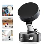 SOLUAME Magnetic Suction Phone Holder Easy to Operate and Carry Foldable Adjustable Vacuum Magnetic Phone Holder for Car/Bathroom/Gym/Kitchen Multi-scene Application (Black)