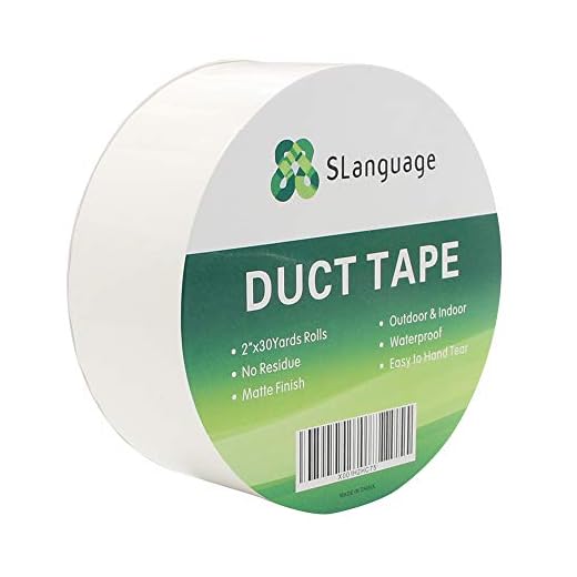 SLanguage Professional Grade Duct Tape, Waterproof Duct Cloth Fabric,Duct Tape for Photographers,Repairs, DIY, Crafts, Indoor Outdoor Use,2 Inch X 30 Yards White