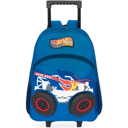 Get Trend Hot Wheels | Mochila Bob Esponja Calça Quadrada Trolley, Hot Wheels multi/azuis, One Size, Mochila Trolley
