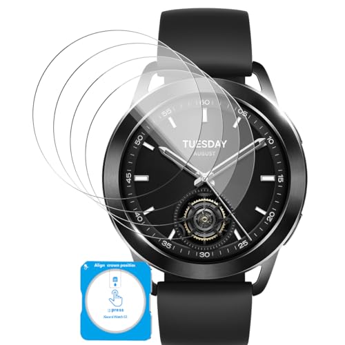 Rniidaaz 4 Piezas Protector de Pantalla para Xiaomi Watch S3 Película Cristal Templado, 9H Dureza Anti Arañazo, Antihuellas, Kit Fácil de Instalar, HD Cristal Vidrio Templado