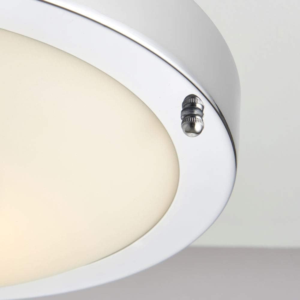 National Lighting Energy Class E Modern IP44 Rated Flush Round Chrome