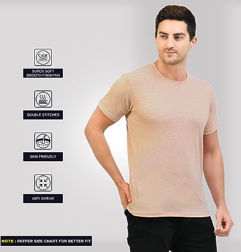 Image of Sleepynuts Men's Regular Fit Round Neck Half Sleeves Solid Casual Wear T-Shirt