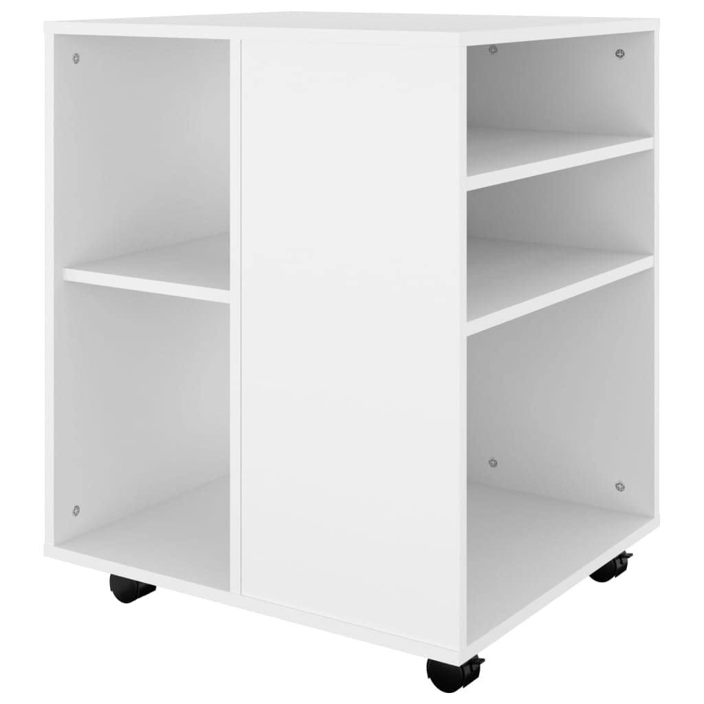 Contenedor con ruedas blanco 60 x 53 x 72 cm, material de madera, armario multiusos con 4 ruedas para oficina, hogar, oficina, sótano, cocina, taller