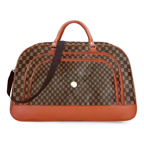 Mala Bolsa De Mão Grande Couro Ecológico Resistente Marrom-claro Detalhada