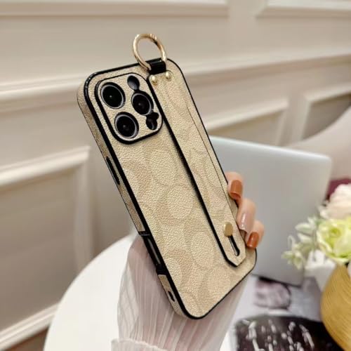 IPhone 16PROMAX�P�[�X �����f�U�C�i�[ ���� ���̎q�p ���X�g�o���h �X�g���b�v �L�b�N�X�^���h�z���_�[ �ی�J�o�[�t�� APPLE IPhone 16PROMAX - 6.9�C���`-GOLD