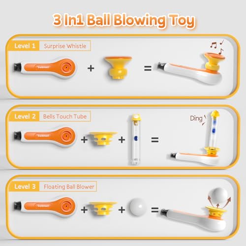 TOP BRIGHT 3 in 1 Sensory Toys for Toddlers, Early Development Activity Toys with Whistle, Bell Tube & Ball Blowing, Montessori Fine Motor Skills Toys for 3 4 5 Year Old Boys Girls Birthday Gifts - Image 3