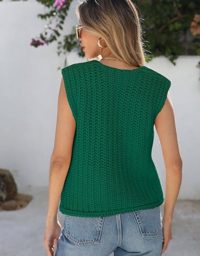 Image of Trendy Cardigan Sweater Vest Crochet Knit Top Sleeveless Bows with Pockets