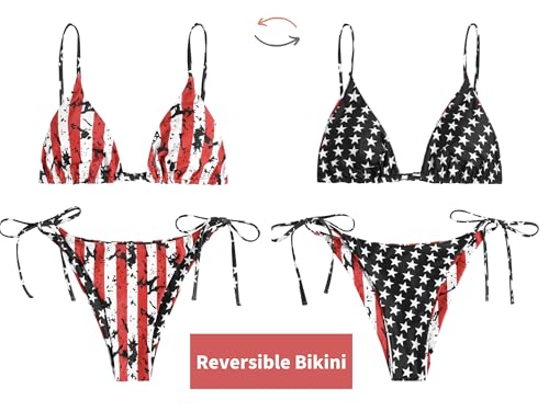 Image of ZAFUL Women's Triangle Bikini Floral String Bikini Set Two Piece Swimsuit Bathing Suits