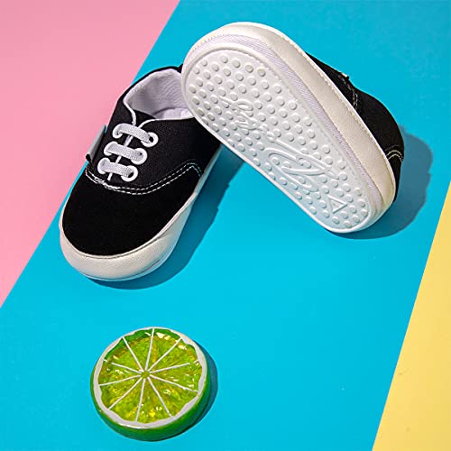 Image of Infant Baby Boys Girls Canvas Sneaker Toddler Slip On Anti Skid Newborn First Walkers Candy Shoes for 0-18 Months