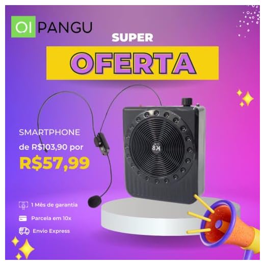 Amplificador Megafone com Microfone D-K150 Grasep Função de Gravador Power Bank e Rádio FM Preto