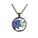 Halskette mit Anhänger aus Porzellan, kuppelförmig, handgefertigt, Blau / Weiß