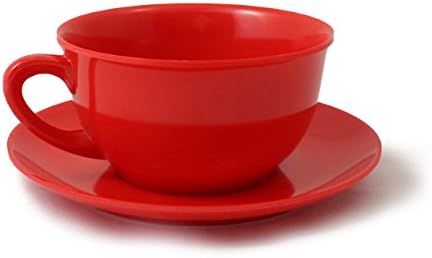 CARTAFFINI – Breakfast Cup with Saucer, Melamine, Cup: Diameter 12.4 cm/H 6.80 cm, Saucer: Ø 17 cm, capacity 480 ml – Colour: Red