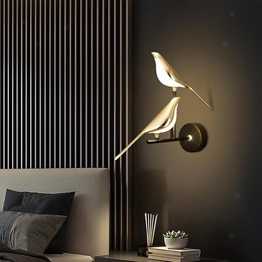Image of kinis Nordic Golden Double Chirpy Bird Led Wall Light for Living Room /Modern Style Led Wall Lamps for Bedroom /Led Wall Lights for Home Decoration /Led Wall Scone for Restaurants /Cafe /Hotels /Bar