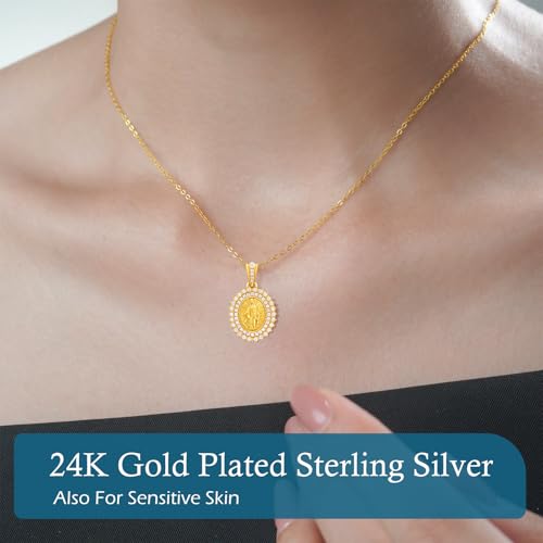 Virgin Mary Necklace for Women 925 Sterling Silver Mother Mary Necklace Catholic Gifts3