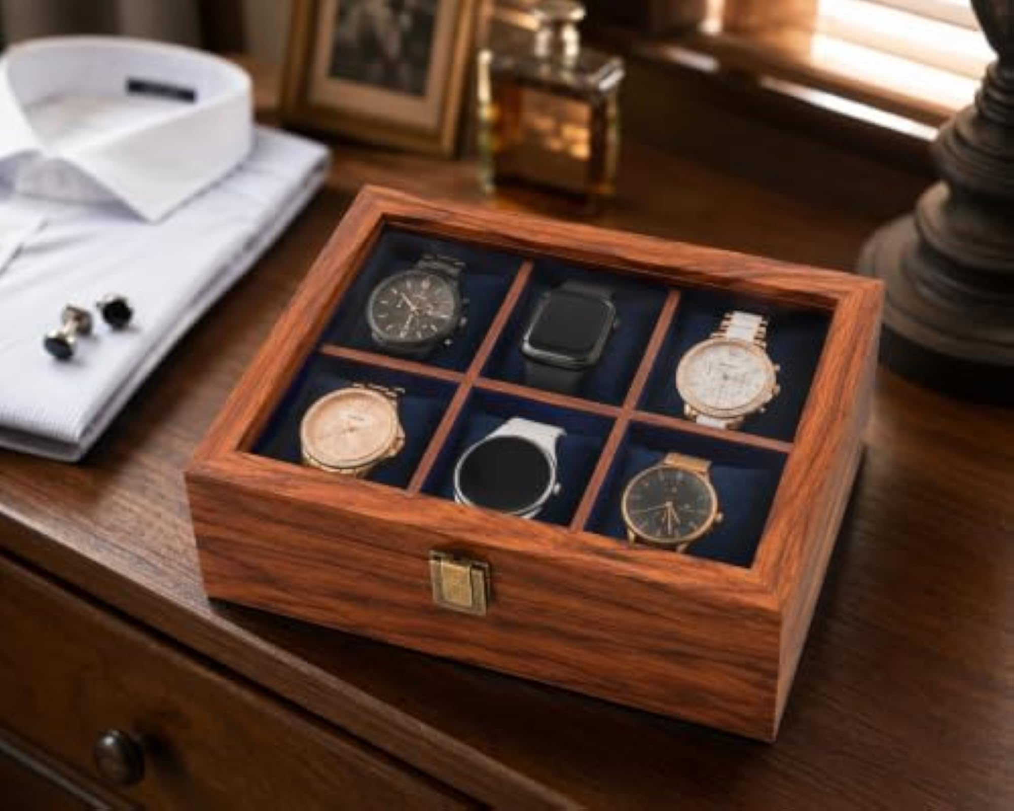 Premium Watch Storage Case with Transparent Display Lid
